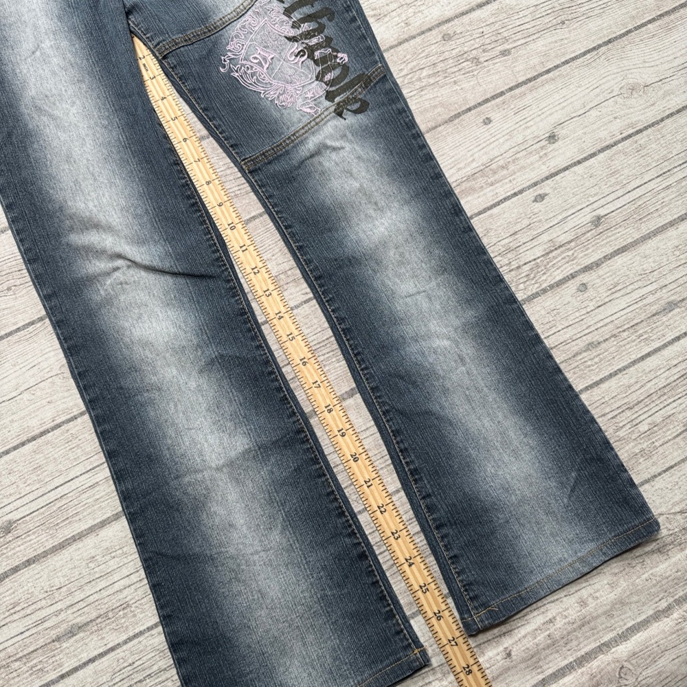 Y2K Southpole Jeans Women's 5 Blue Medium Wash Bootcut Embellished Streetwear - Picture 6 of 9